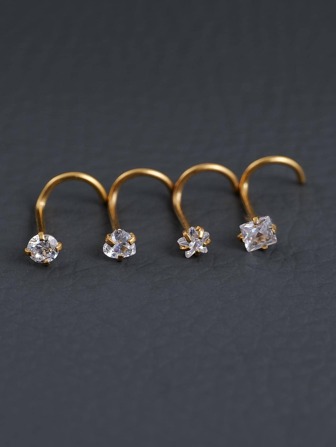 4st Män Cubic Zirconia Dekor Nosring För Kvinnor För Fest