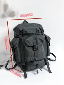 Mochila de gran capacidad negro multi compartimiento - Negro - Ver 3