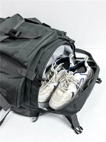 Mochila de gran capacidad negro multi compartimiento - Negro - Ver 4