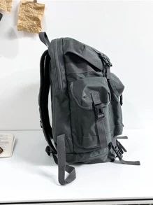 Mochila de gran capacidad negro multi compartimiento - Negro - Ver 5