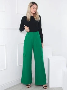 Women Pants - màu xanh lá - Xem 5