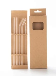 4 chiếc ống hút thủy tinh & 1 bàn chải làm sạch - Trong sáng - Xem 8