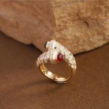 1 Nhẫn Trang Trí Đính Đá Cubic Zirconia Cổ Điển Cho Nữ Dự Tiệc - Vàng - Xem 3