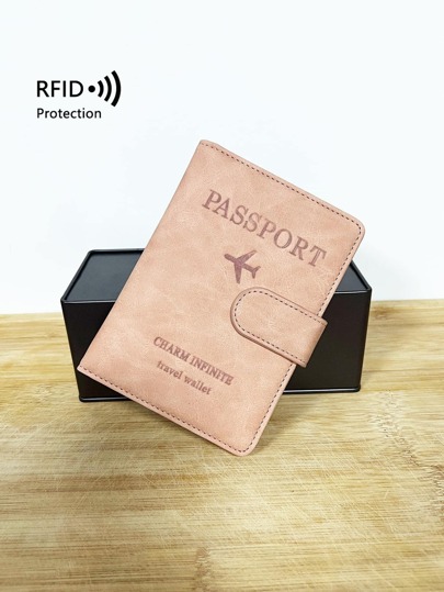 CHARM INFINITE Plane & Letter Graphic Passport Case RFID Blocking