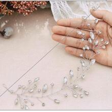 1 Nữ Đá Trang Trí Lá Cô Dâu Quyến Rũ Tóc Cho Tiệc Cưới - Bạc - Xem 4