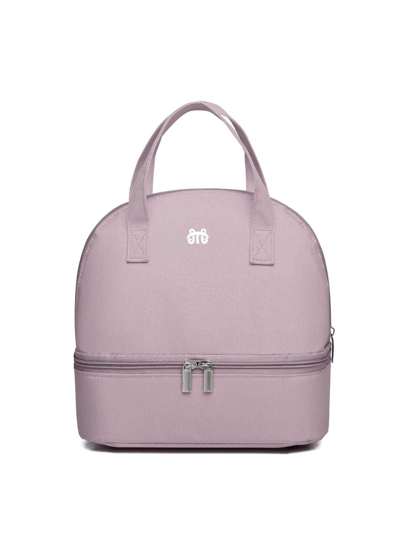 Túi Satchel tối giản Tay cầm đôi Túi ăn trưa vừa - Màu tím hoa cà - Xem 1