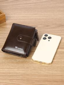 Wcarno Letter Graphic Small Wallet Snap Button For Business - Coffee Brown - View 5