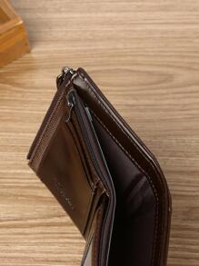 Wcarno Letter Graphic Small Wallet Snap Button For Business - Coffee Brown - View 6