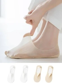 Frauen 4 Paar Unsichtbare Socken mit Einfarbig rutschfest lässig Für Frühling und Sommer