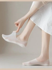 Frauen 4 Paar Unsichtbare Socken mit Einfarbig rutschfest lässig Für Frühling und Sommer