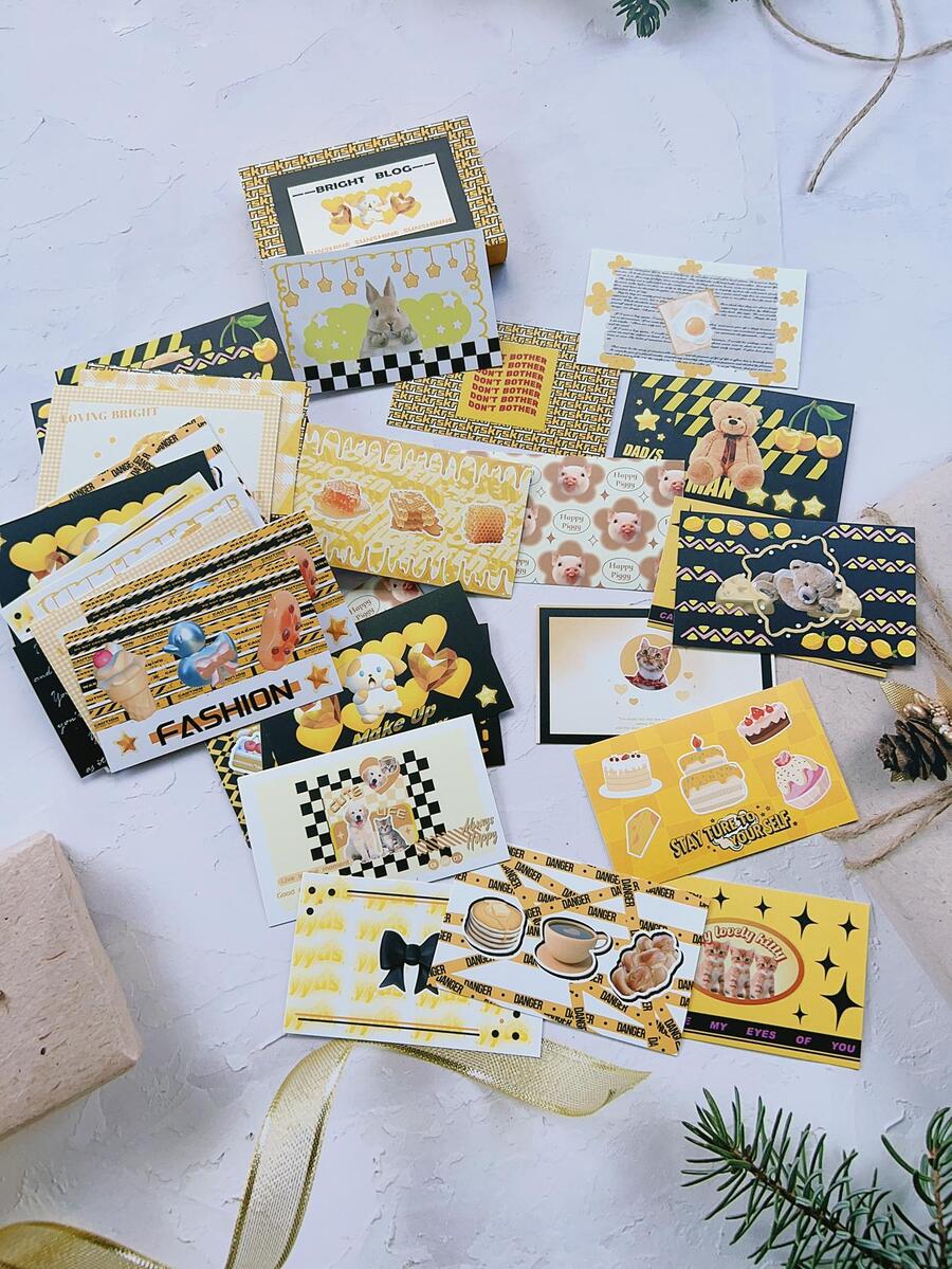 裝盒的方形彩貼,適用於彈珠筆日誌,創意 Ins 風格文具貼紙,兒童日記剪貼簿材料紙裝飾貼紙 - 彩色 - 查看 1