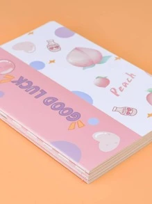 4入組/包A5卡通封面筆記本每本書30張可愛日記學生記事本卡哇伊練習本 - 白色 - 查看 3