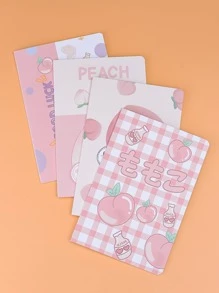 4入組/包A5卡通封面筆記本每本書30張可愛日記學生記事本卡哇伊練習本 - 白色 - 查看 2