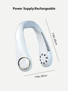 無葉頸掛風扇帶有led顯示屏,usb可充電,靜音,便攜迷你風扇,適用於戶外 - 白色 - 查看 4