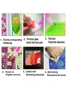 花卉圖案DIY無框鑽石畫 - 彩色 - 查看 4