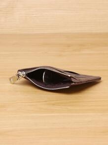 1pc PU Material Zipper Card Holder, Minimalist Business Style PU Card Case, Credit Card Wallet, Coin Purse - Coffee Brown - View 6