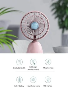 1pc ABS Mini Desk Fan, Minimalist Pink Portable Desktop Fan For Home - Pink - View 4
