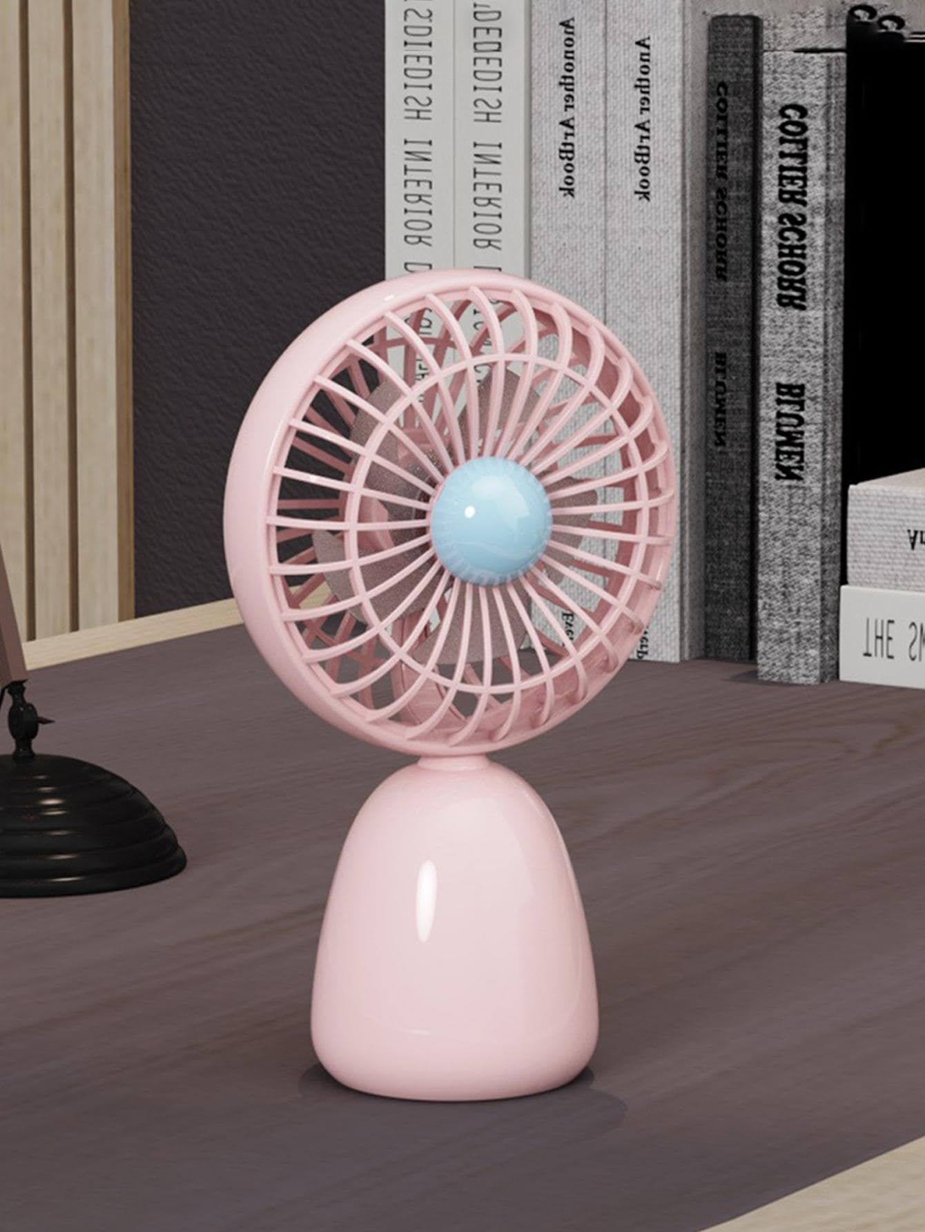 1pc ABS Mini Desk Fan, Minimalist Pink Portable Desktop Fan For Home - Pink - View 1