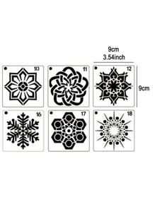 36入組可重複使用的曼陀羅點繪畫模板,非常適合diy岩石、木材、牆壁繪畫模板工藝品9cm - 白色 - 查看 4