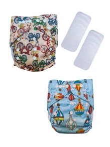 2 Pañales Ecológico de Tela Impermeable - Verde - Ver 1