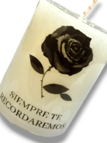 vela aromatica "siempre te recordaremos" color beige incluye bolsa y liston 5.5cm diametro 7cm alto - Beis - Ver 3