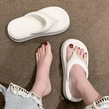Women White Flip Flops, Fashion Toe Post Slippers For Summer - White - View 3