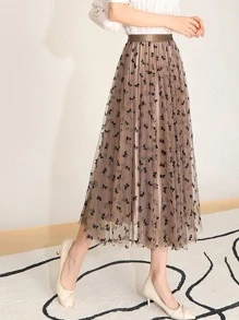 Faldas Largas Moda para Mujer de Tul Cintura Elástica, Falda Plisada Reversible Patrón de Mariposa para Dama, falda plisada, falda midi, faldas largas elegantes, falda tableada, falda corte a, falda plisada larga, maxi faldas, falda tul, faldas floreadas, falda reversible