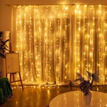 Cortina LED 300 Leds Fixo 110v Branco Quente 3m X 2,5m Casamento Festas Natal
