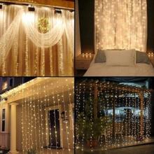 Cortina LED 300 Leds Fixo 110v Branco Quente 3m X 2,5m Casamento Festas Natal