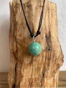 1 Dije de piedra amazonita natural cuarzo azul forma de esfera - Azul - Ver 1