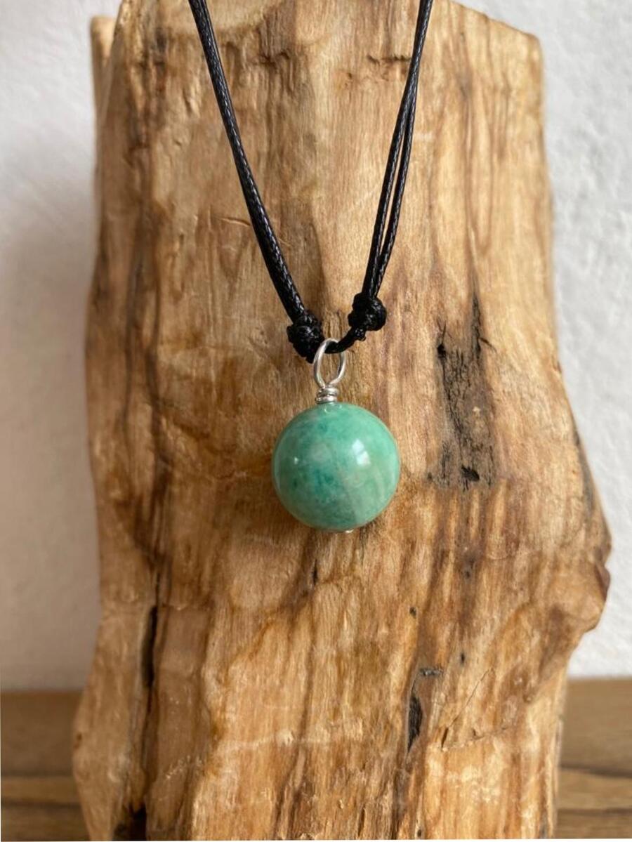 1 Dije de piedra amazonita natural cuarzo azul forma de esfera - Azul - Ver 1