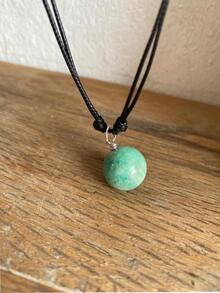 1 Dije de piedra amazonita natural cuarzo azul forma de esfera - Azul - Ver 2