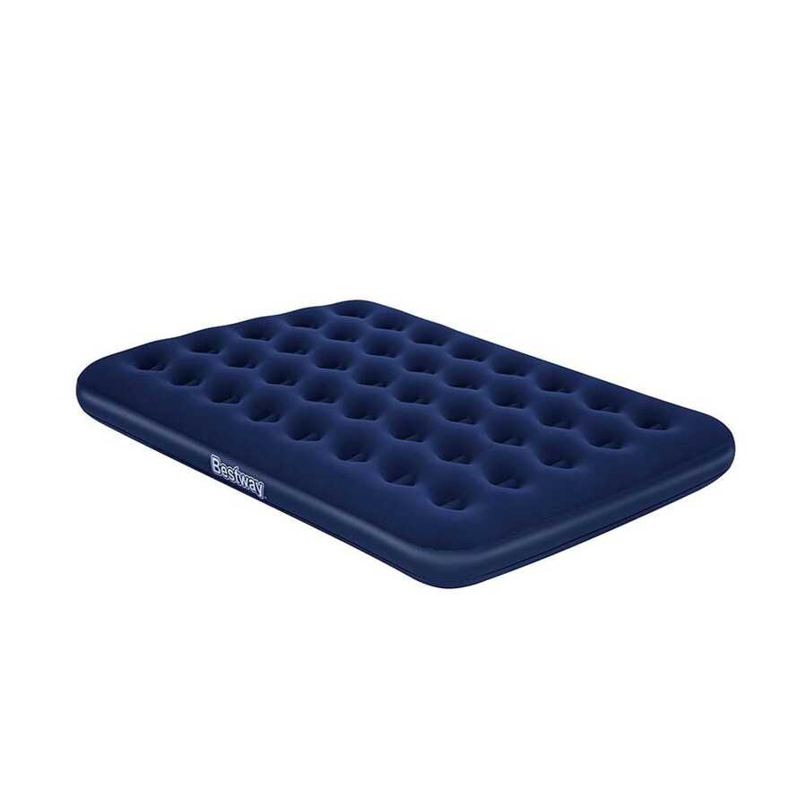 Double Inflatable Mattress Inflatable Air Bed Camping Blue Velvet 2 People - Navy Blue - View 1