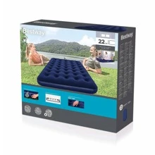 Double Inflatable Mattress Inflatable Air Bed Camping Blue Velvet 2 People - Navy Blue - View 4