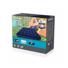 Blue Queen Inflatable Mattress Blue Velvet Camping Air Bed - Navy Blue - View 4