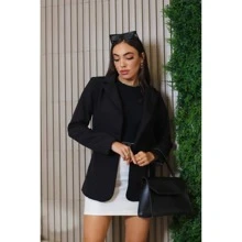 Blazer Feminino Alongado Alfaitaria com Botão Forrado