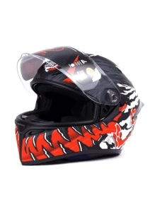 Casco para moto con certificación DOT Color Negro con rojo y blanco - Negro - Ver 2