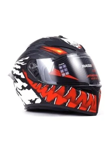 Casco para moto con certificación DOT Color Negro con rojo y blanco - Negro - Ver 3