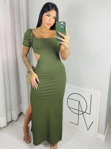 Women Dresses - 軍綠色 - 查看 1