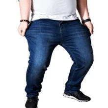 Men's Twill Jeans Plus Size 36 TO 56 W/Lycra - Azul lavado oscuro - Ver 2