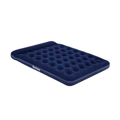 Colchón Inflable Queen Size Cama de aire con Bomba de Pie Integrada Azul Terciopelo