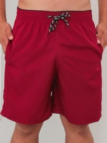 short bermuda masculina academia alta elasticidade absorção de suor e secagem rápida Lisa - Vinho - Visão 1
