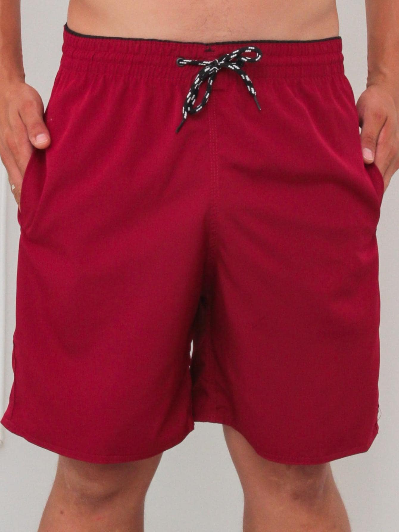 short bermuda masculina academia alta elasticidade absorção de suor e secagem rápida Lisa - Vinho - Visão 1