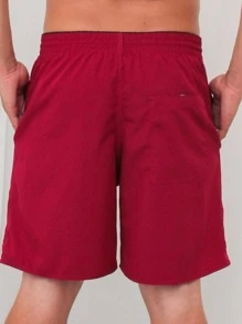 short bermuda masculina academia alta elasticidade absorção de suor e secagem rápida Lisa - Vinho - Visão 2