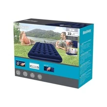 Colchón Inflable Matrimonial Cama De Aire Camping Con Bomba Electrica Externa Azul Terciopelo - Azul Marino - Ver 5