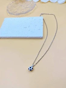足球吊墜項鍊 - 黑與白 - 查看 4