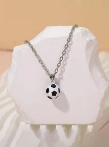 足球吊墜項鍊 - 黑與白 - 查看 2