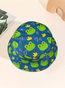 女士卡通青蛙圖案時尚漁夫帽適合夏天 - 彩色 - 查看 2