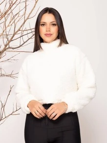 Women Faux Fur Coats - trắng - Xem 2