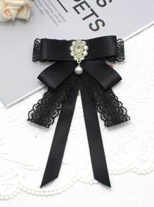 1 Nữ Kim Cương Giả & Ngọc Trai Giả Trang Trí Thắt Nơ Thời Trang Cho Cuộc Sống Hàng Ngày - màu đen - Xem 1